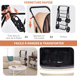 Charger l'image dans la galerie, Poussette Pour Chien Chat Animaux Poussette De Voyage Avec 2 Cages Détachables Roues Avant Universelles Beige
